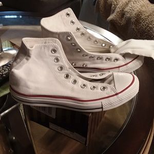 Converse white high top sneakers size 9